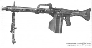 Универсальный пулемет CETME Амели с ящиком с лентами на 200 патронов