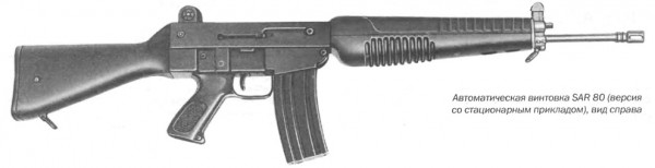 Автоматическая винтовка SAR 80 (версия со стационарным  прикладом), вид справа